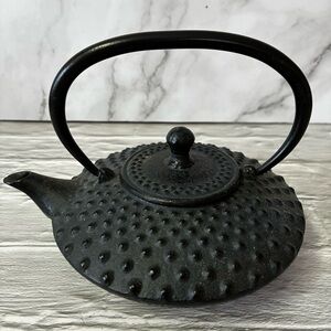 Vintage Japanese Black Dot Hobnail Cast Iron Teapot Tetsubin